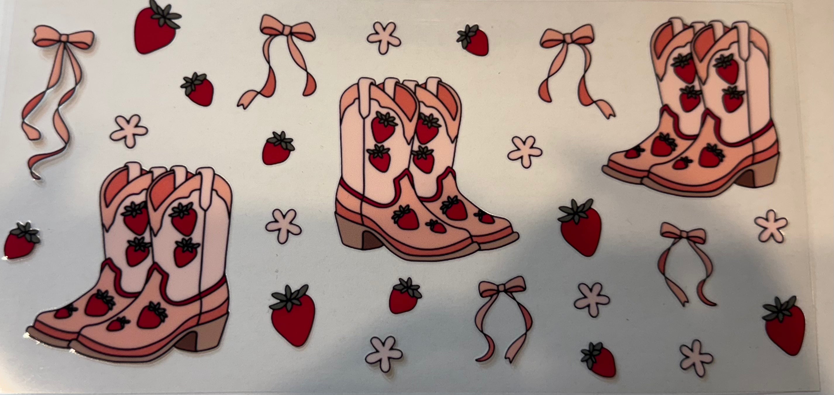 Strawberry Bows and Boots 16oz Uv DTF Wrap