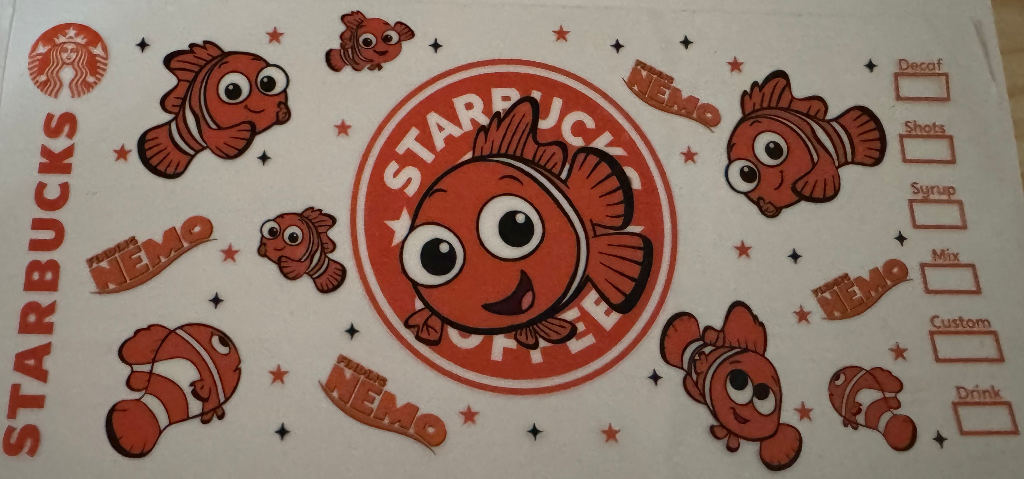 Nemo Starbucks 16oz Uv DTF Wrap