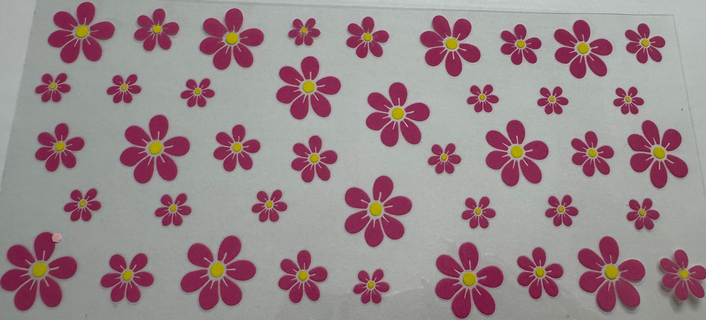 Pink Flowers 16oz Uv DTF Wrap