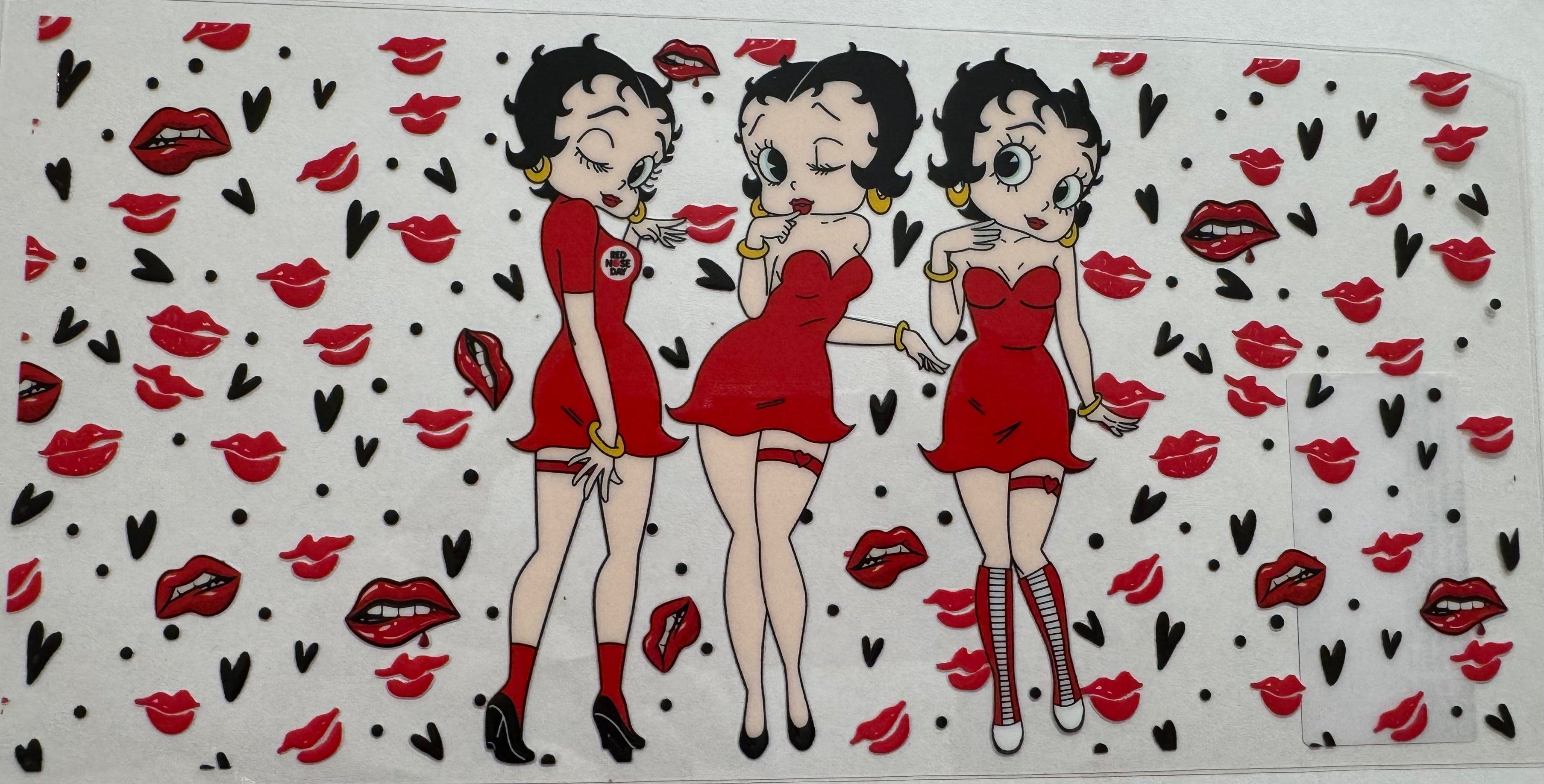 Betty Boop in red dress 16oz Uv DTF Wrap