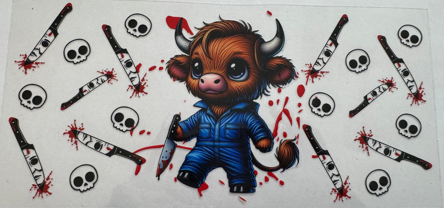 Scary Highland Cow 16oz Uv DTF Wrap #1