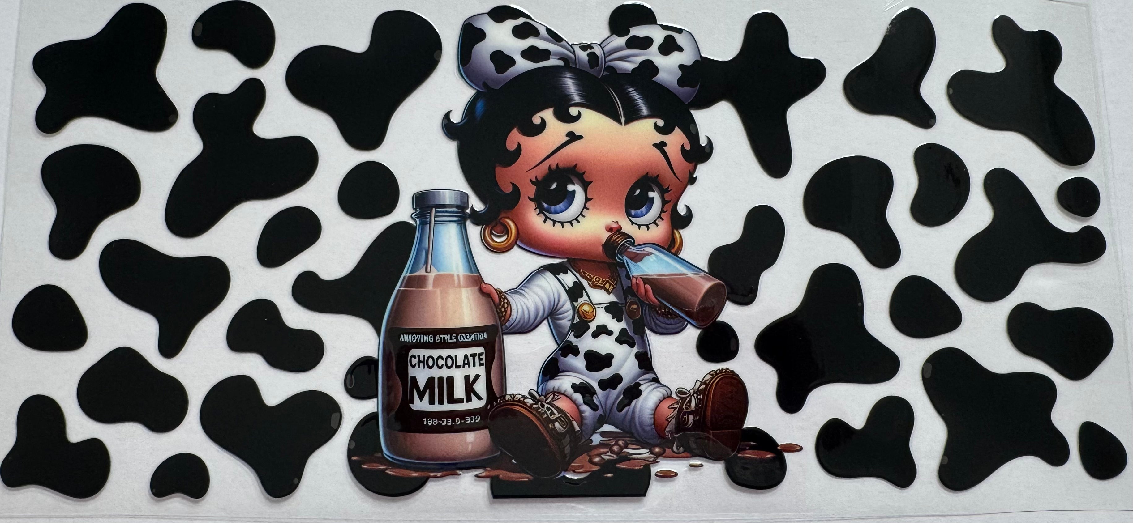 Betty Boop Chocolate milk 16oz Uv DTF Wrap