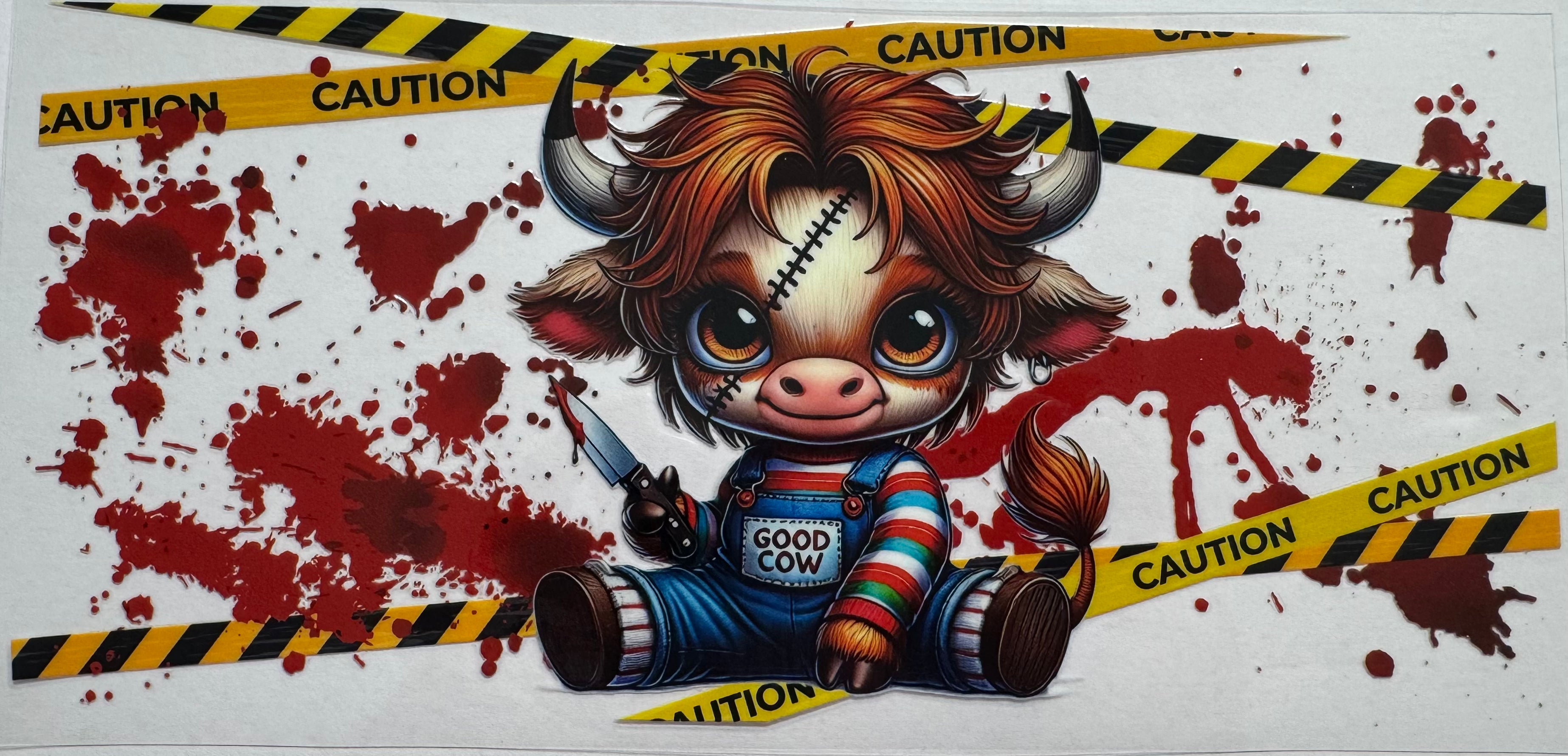 True crime highland cow 16oz Uv DTF Wrap