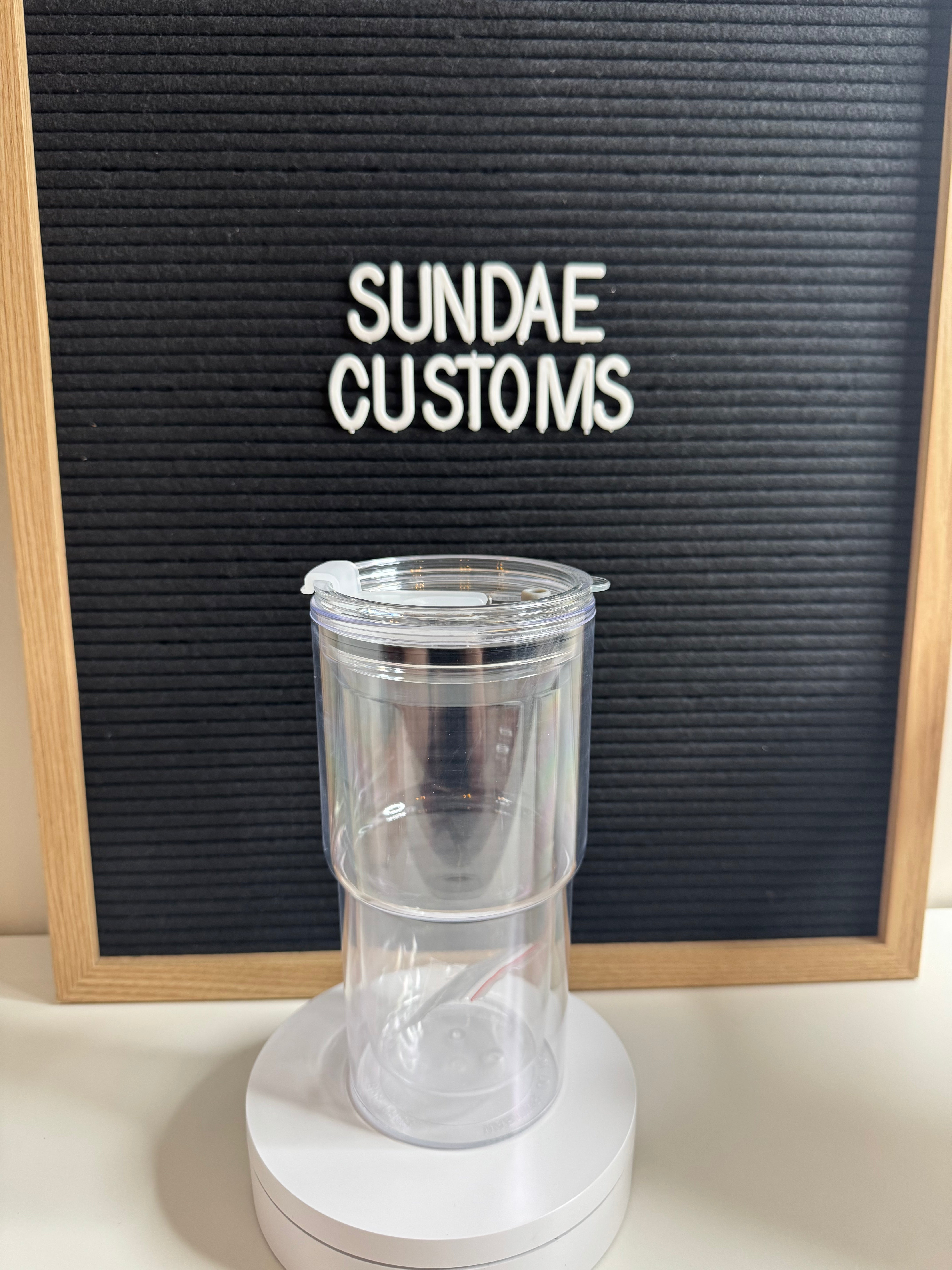 18oz Acrylic Travel Mug Snow globe  Sundae Customs