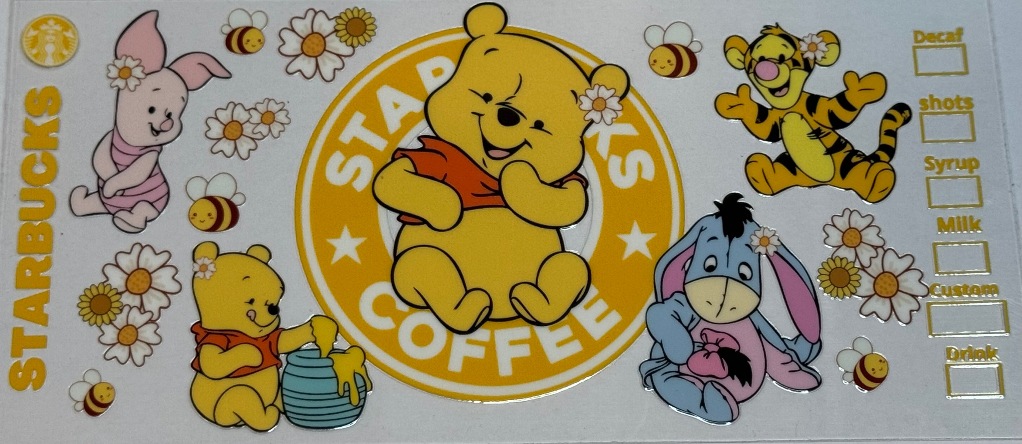 Winnie the Pooh Starbuck 16oz Uv DTF Wrap