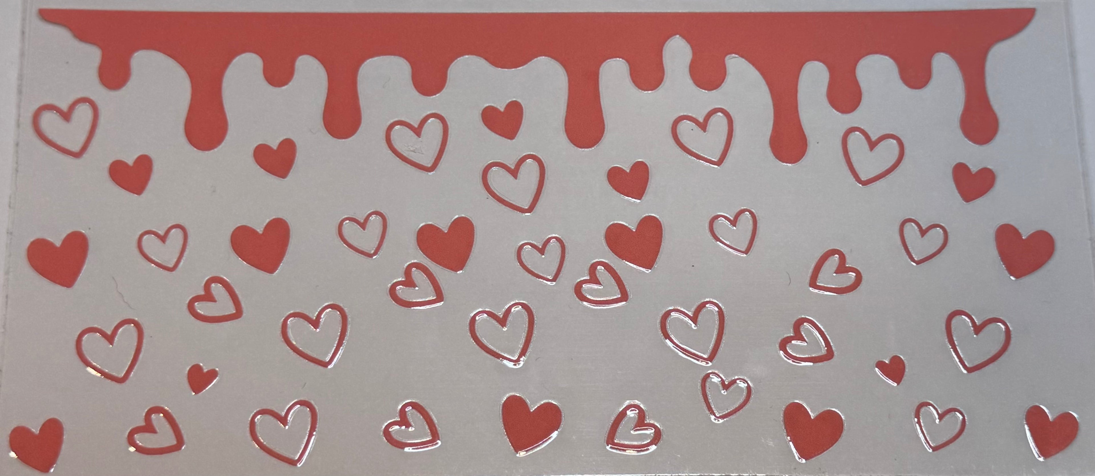 Love Hearts with Drip effect 16oz Uv DTF Wrap