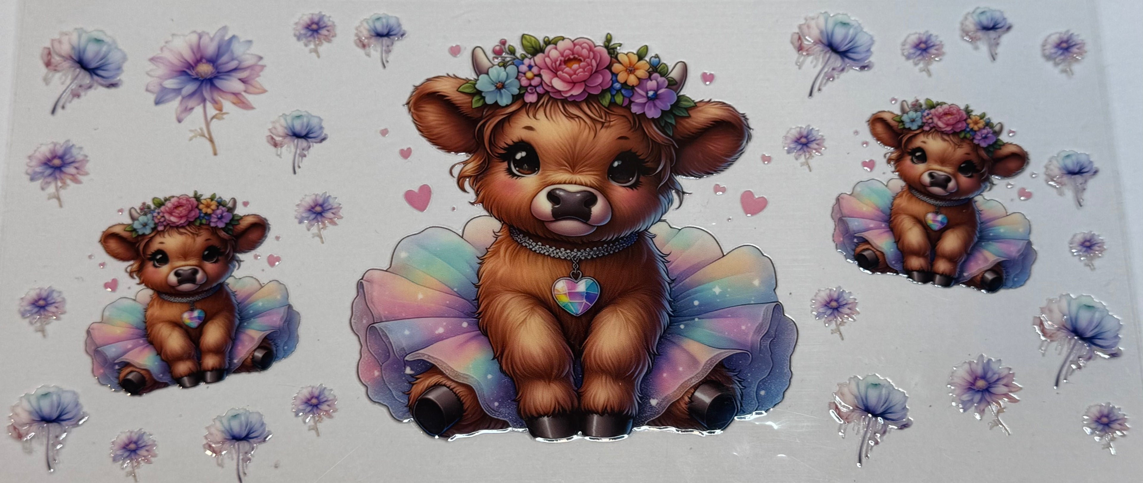 Rainbow Tutu Cow 16oz Uv DTF Wrap