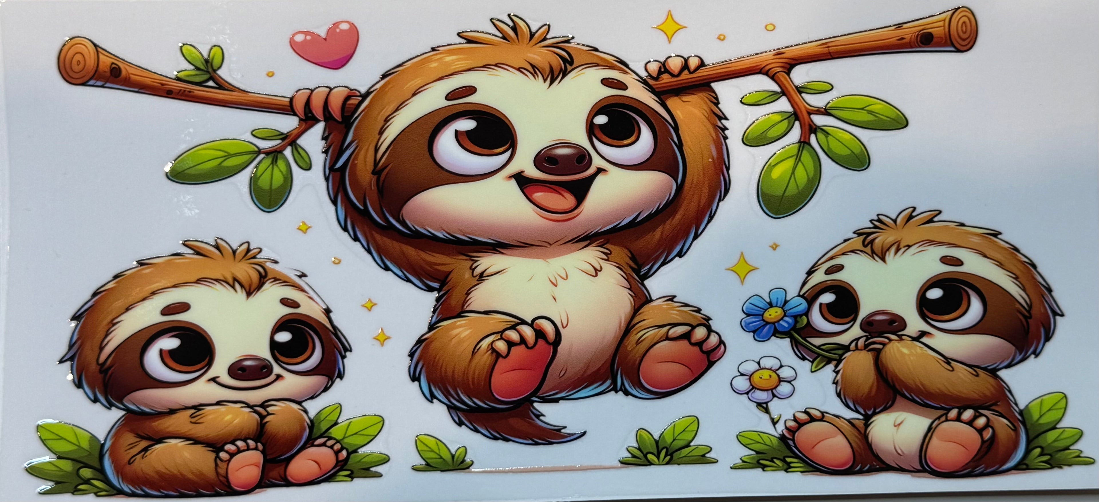 Cute Baby Sloths 16oz Uv DTF Wrap