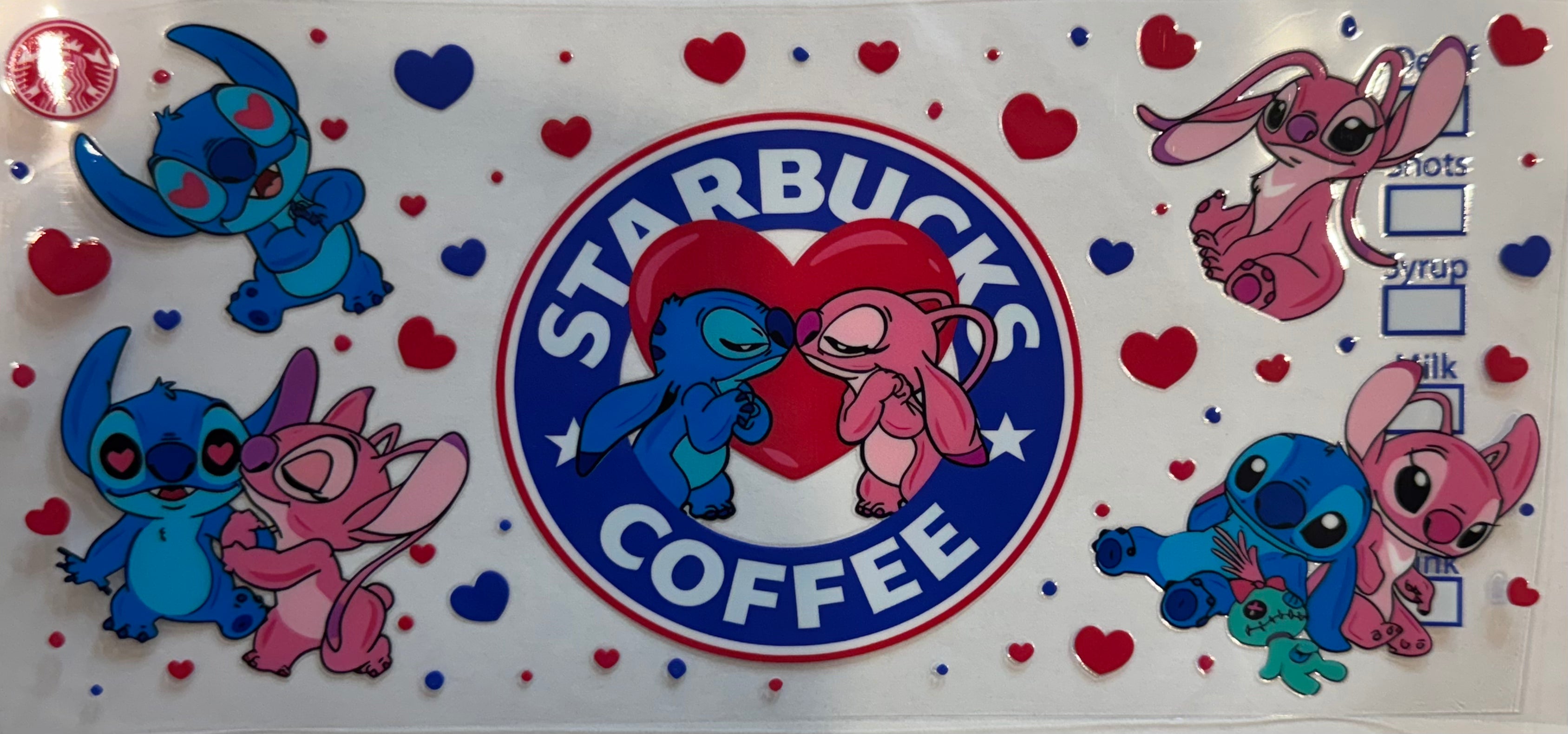 Stitch in love Starbuck 16oz Uv DTF Wrap