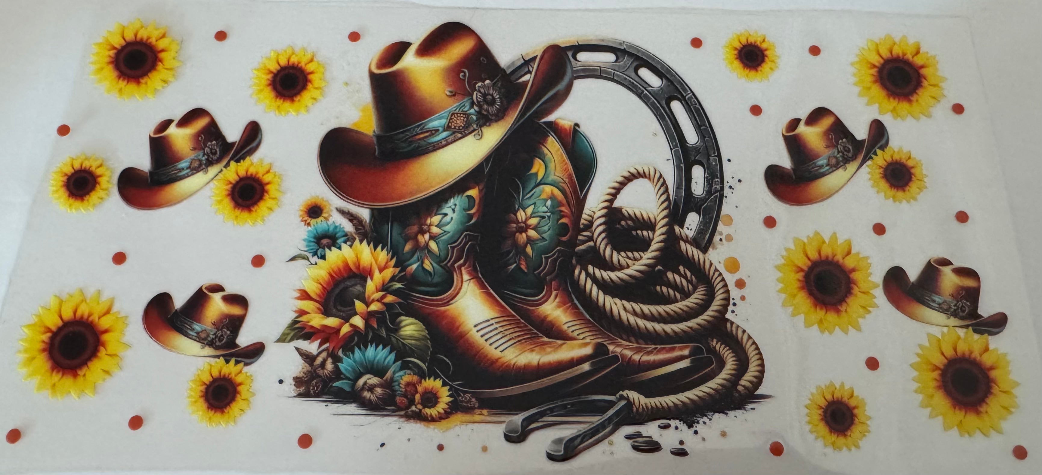 Yellow Cow boot 16oz Uv DTF Wrap