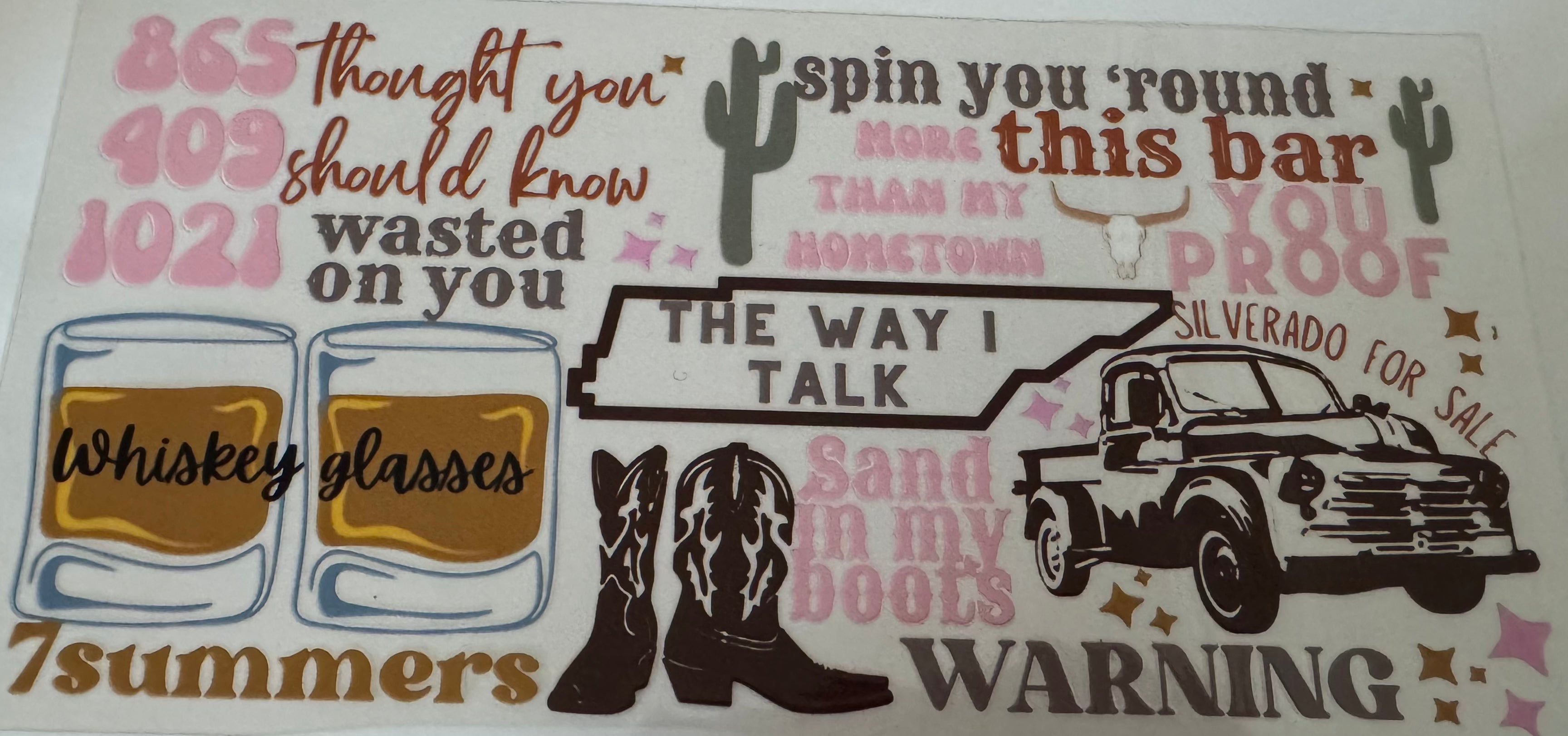 Morgan Wallen Lyrics 16oz Uv DTF Wrap