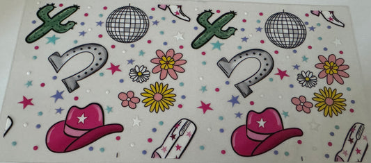 Country party symbols 16oz Uv DTF Wrap