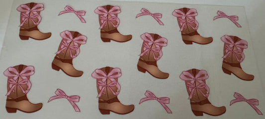 Brown boot pink lace 16oz Uv DTF Wrap
