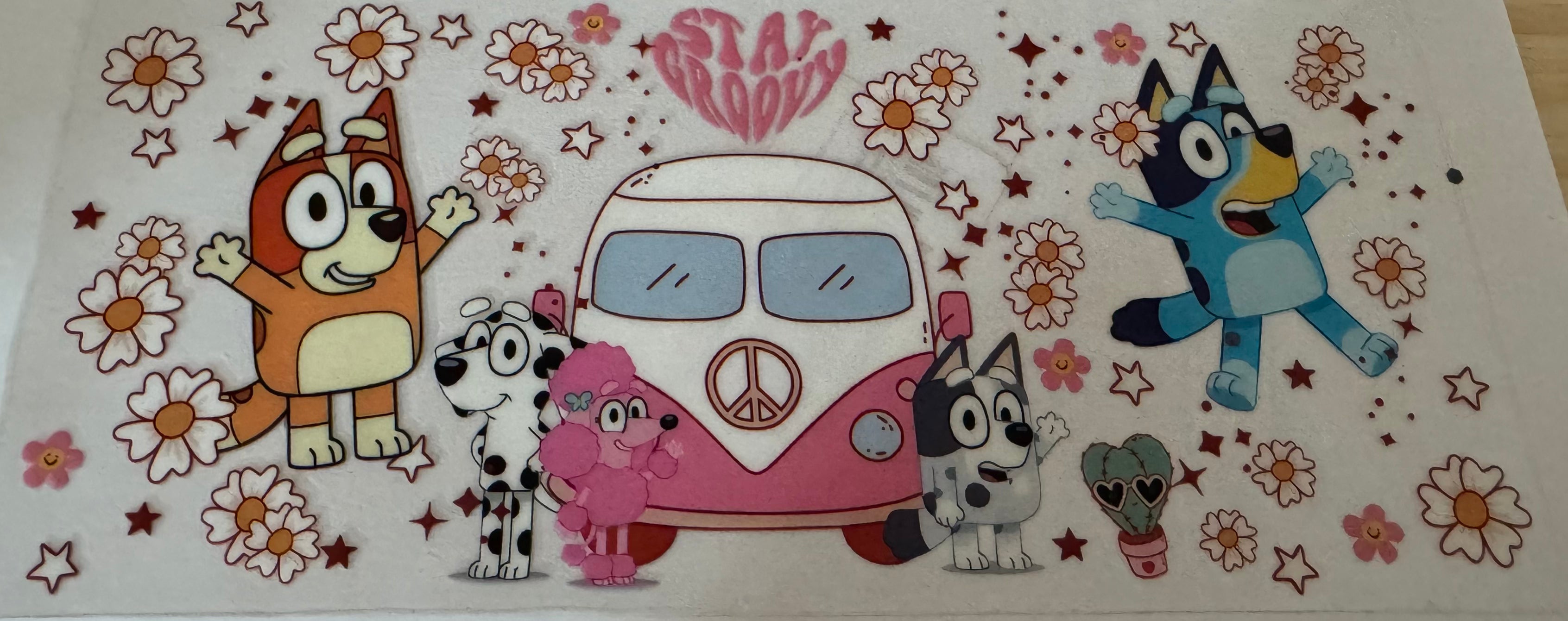 Bluey and the pink van 16oz Uv DTF Wrap
