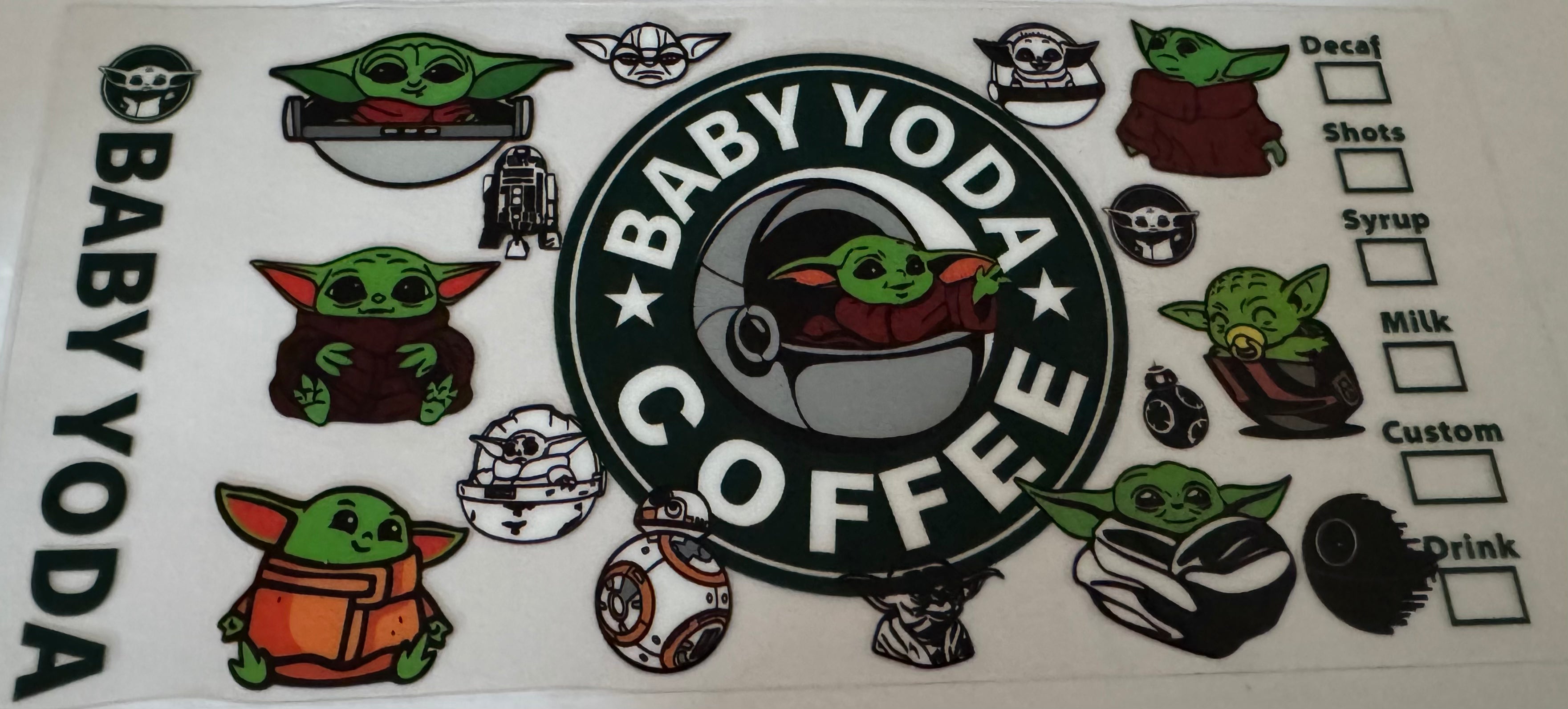 Baby Yoda Starbucks 16oz Uv DTF Wrap