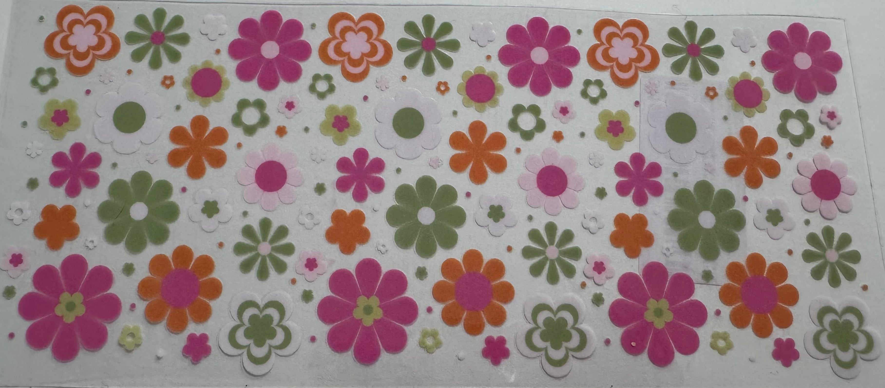 Green and pink flowers 16oz Uv DTF Wrap