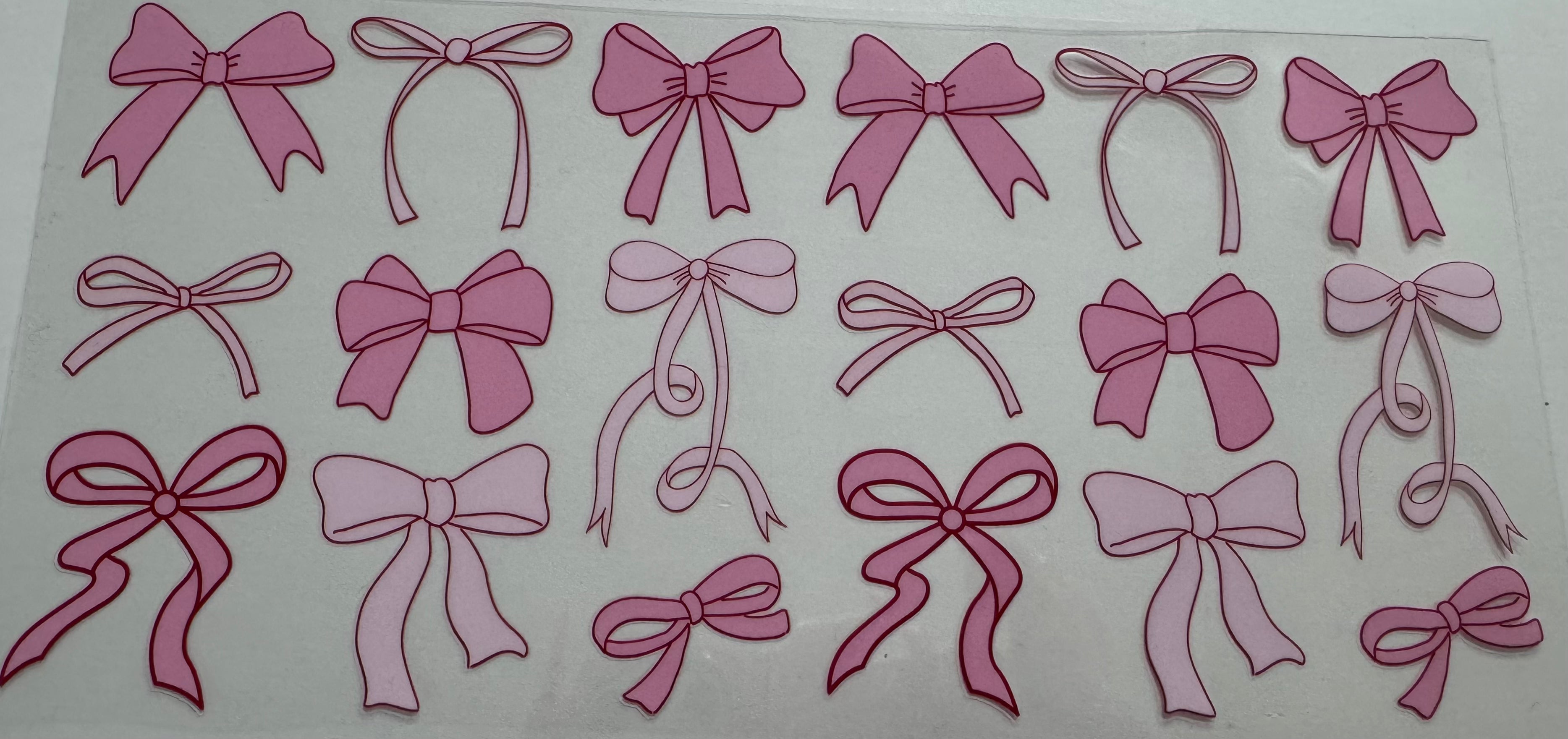 Light and hot pink Bows 16oz Uv DTF Wrap