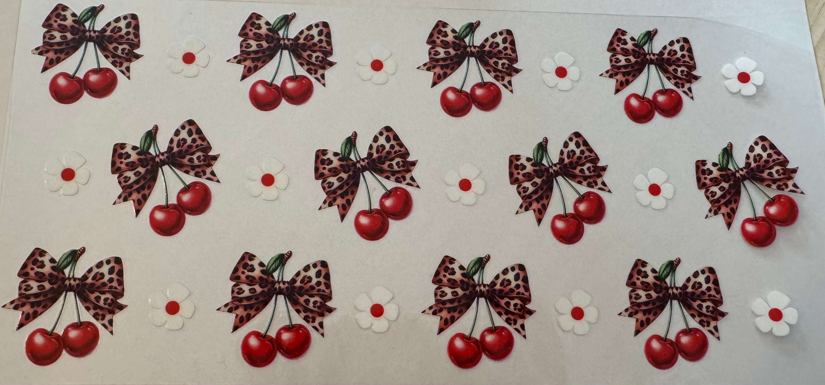Cherries and bows 16oz Uv DTF Wrap