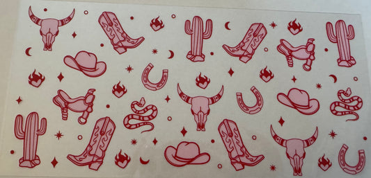 Pink Country symbols 16oz Uv DTF Wrap