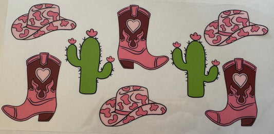 Pink country symbols 16oz Uv DTF Wrap #3