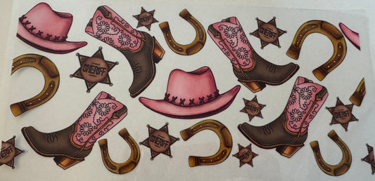Pink country symbols 16oz Uv DTF Wrap #4