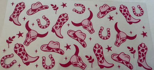 Pink Country Symbols 16oz Uv DTF Wrap #5