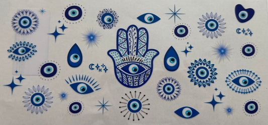 Blue evil eyes 16oz Uv DTF Wrap