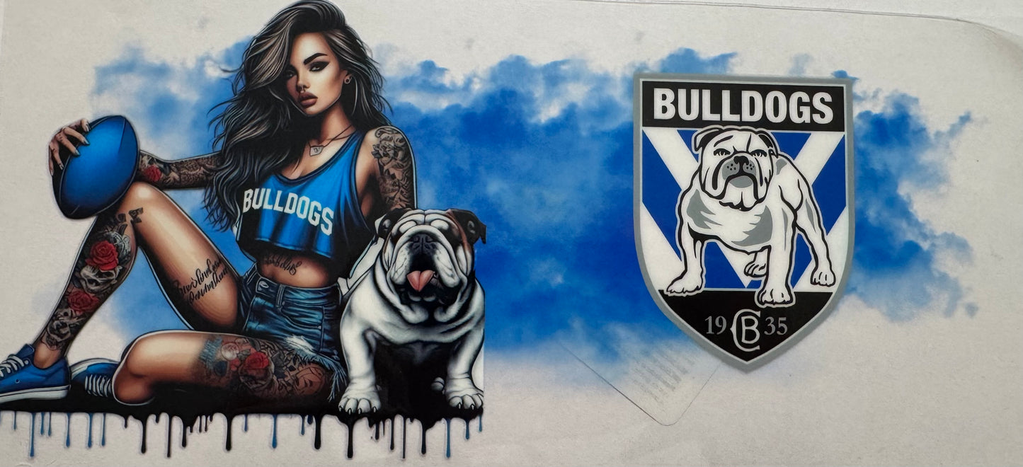 Bulldogs Tattoo girl 16oz Uv DTF Wrap