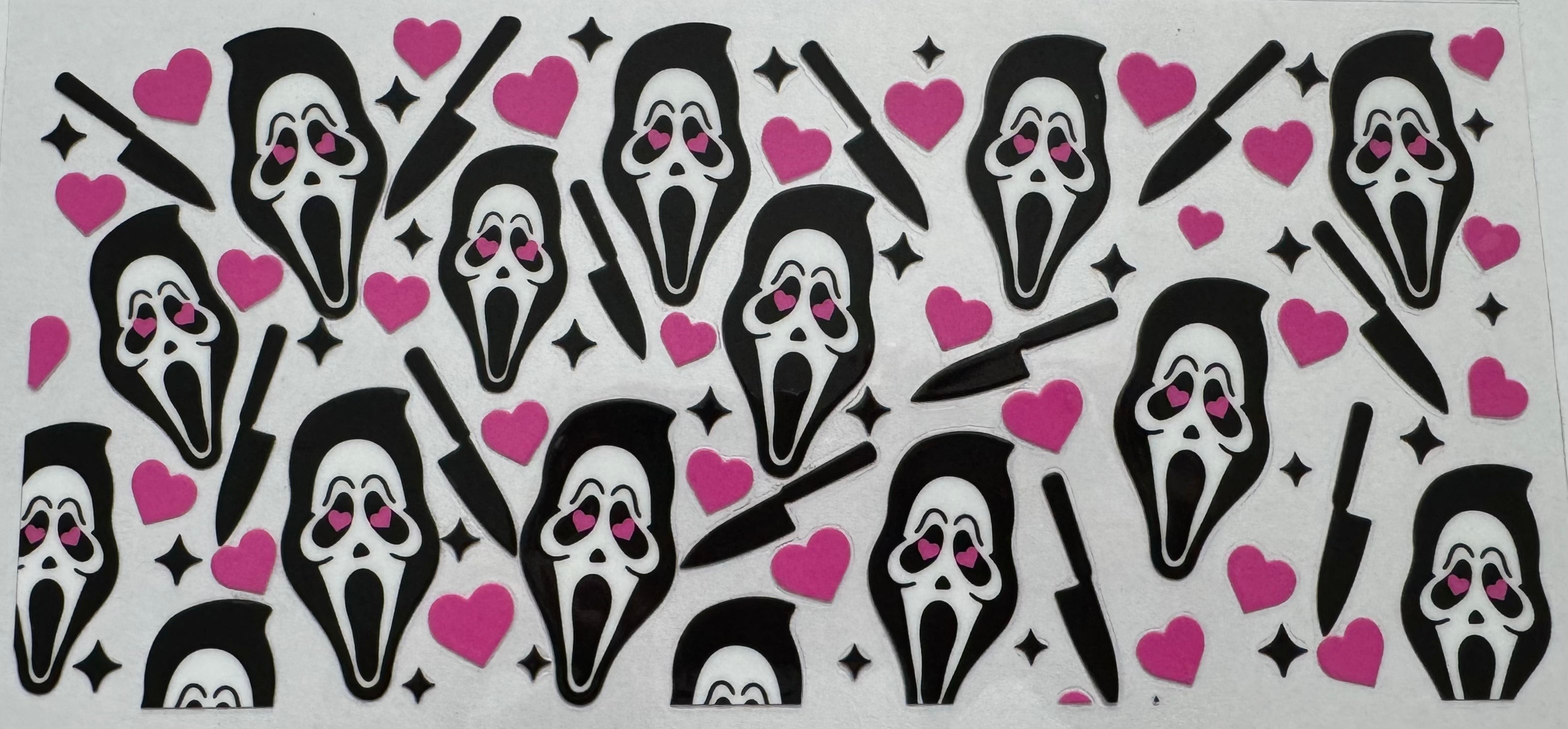Pink heart ghost face 16oz Uv DTF Wrap #2