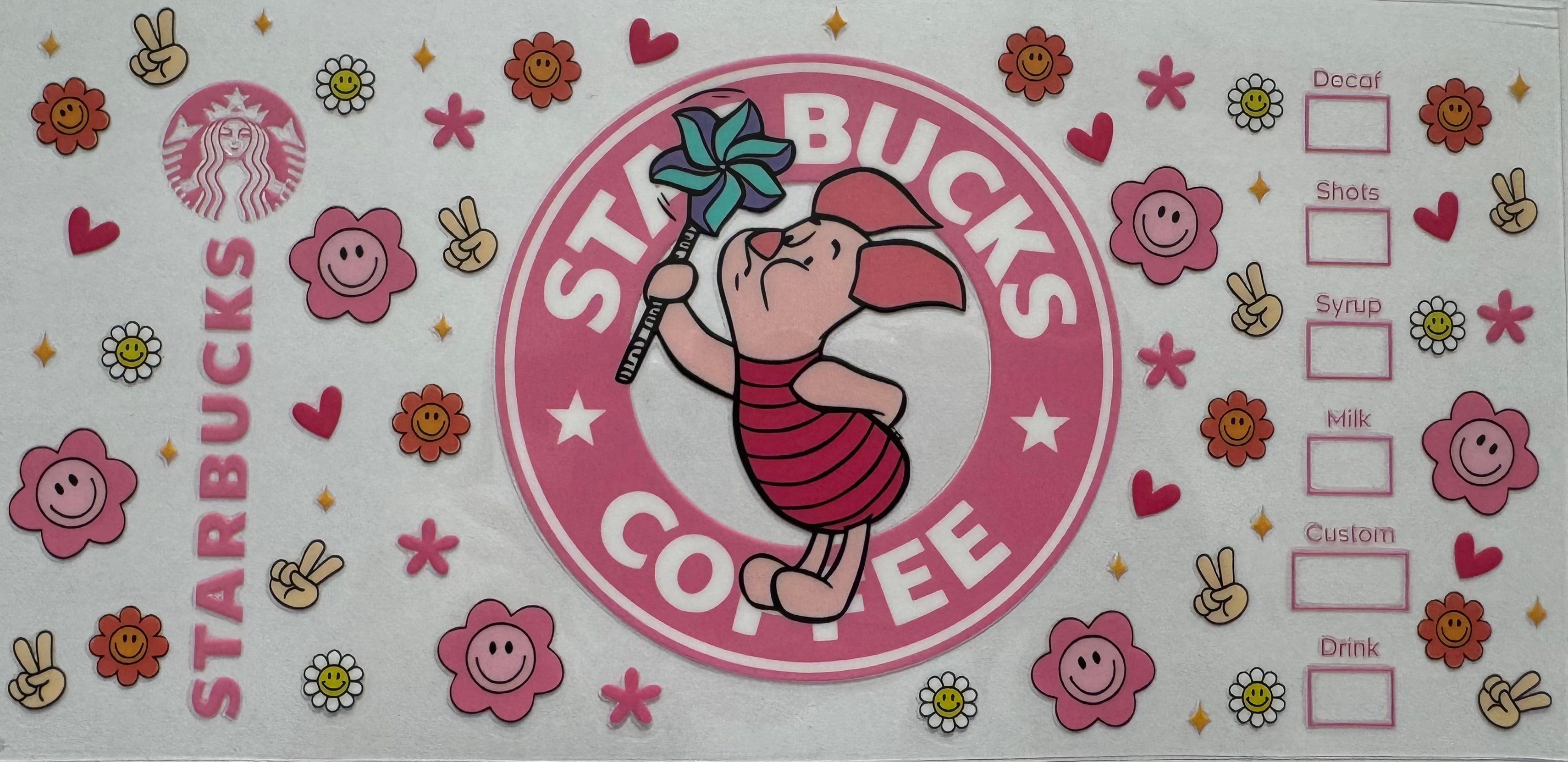 Star Bucks Piglet 16oz Uv DTF Wrap