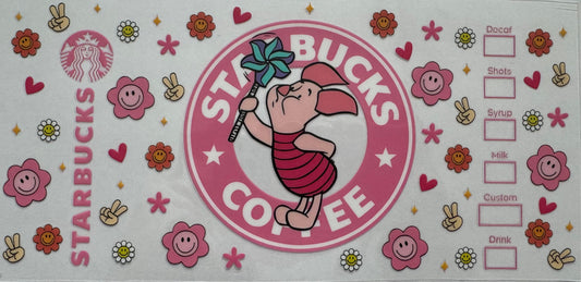 Star Bucks Piglet 16oz Uv DTF Wrap