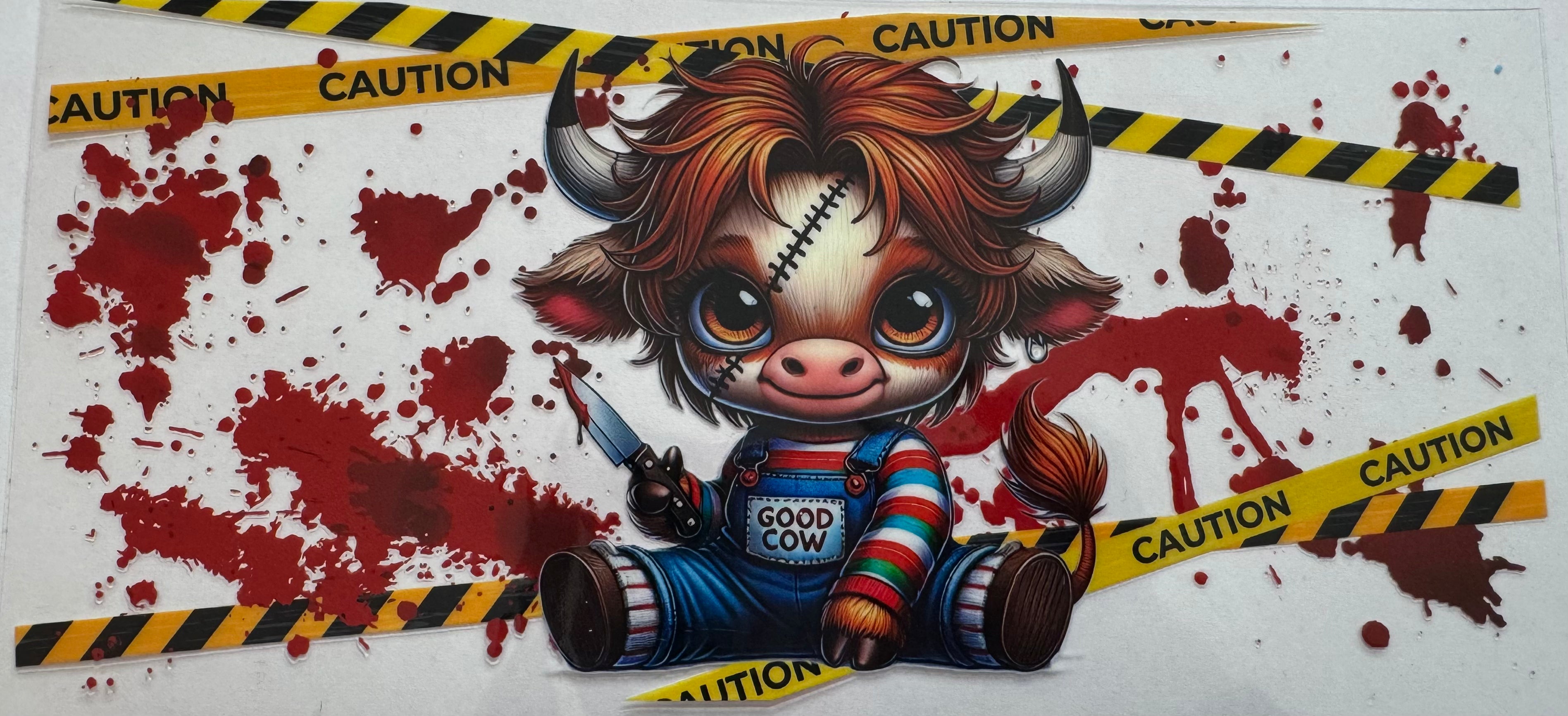 Scary Highland Cow 16oz Uv DTF Wrap #2