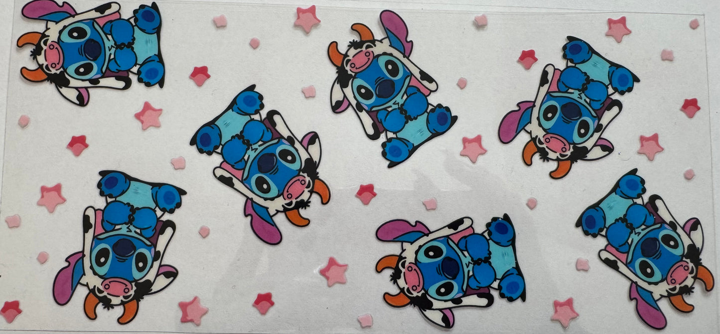 Stitch with cow hat 16oz Uv DTF Wrap