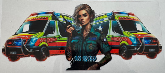 Ambulance Woman 16oz Uv DTF Wrap