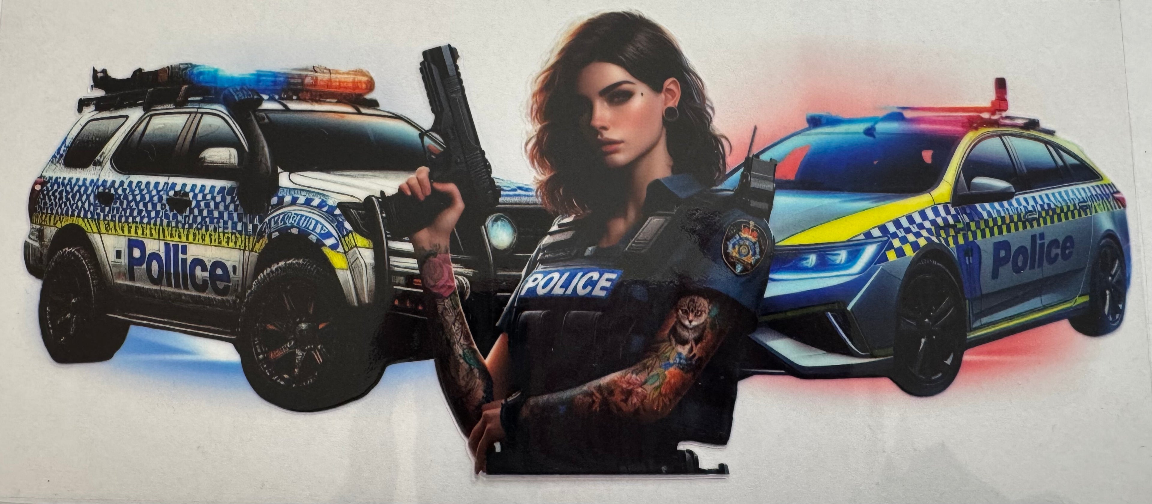 Police Woman 16oz Uv DTF Wrap