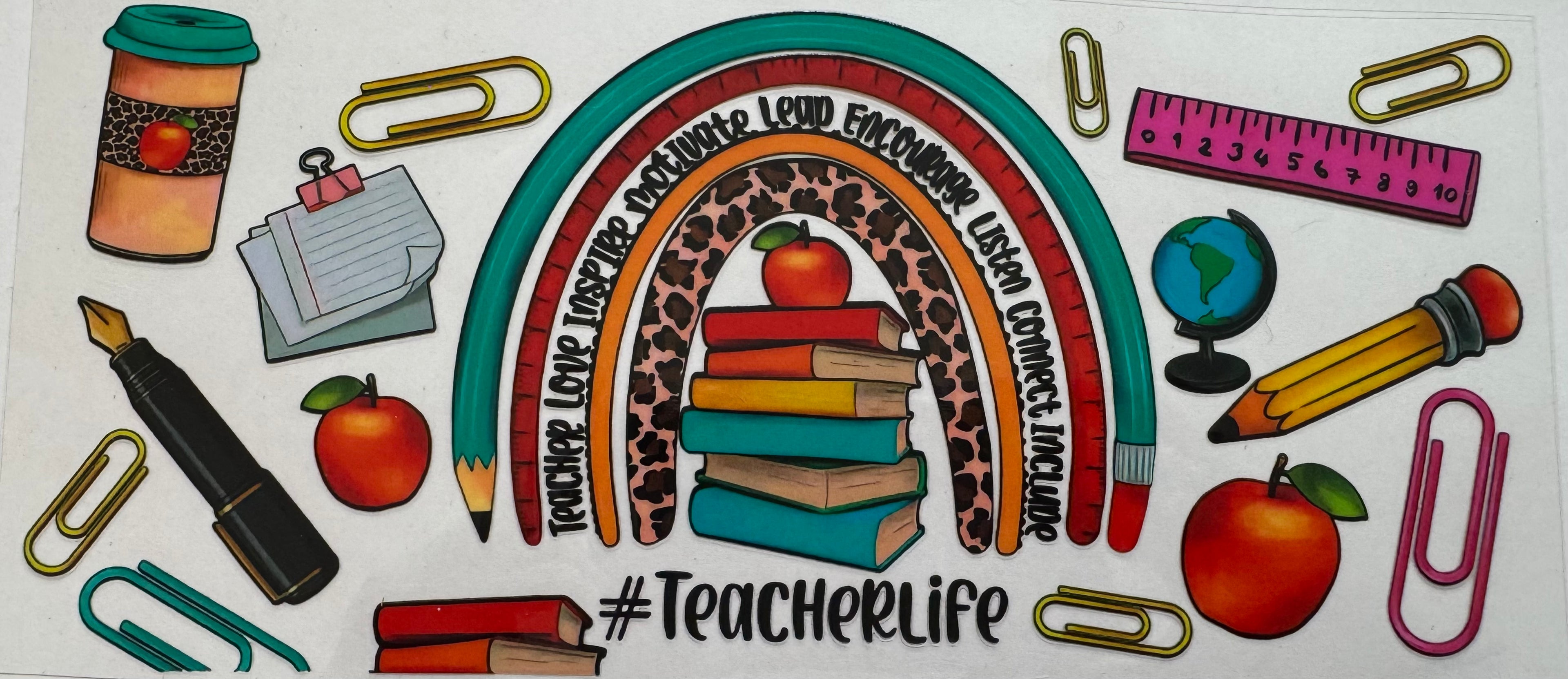 #Teacherlife 16oz Uv DTF Wrap