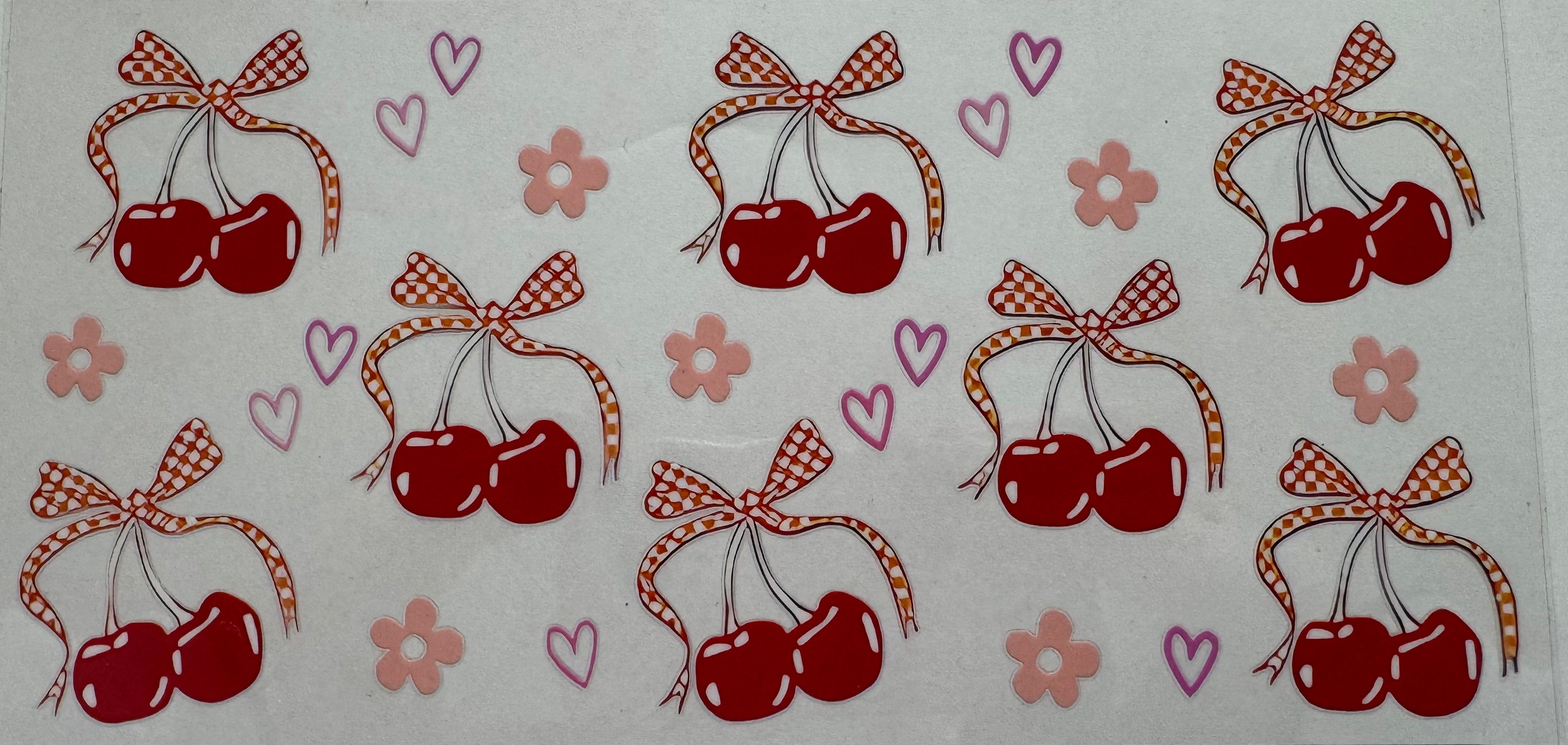 Cherries and flowers 16oz Uv DTF Wrap