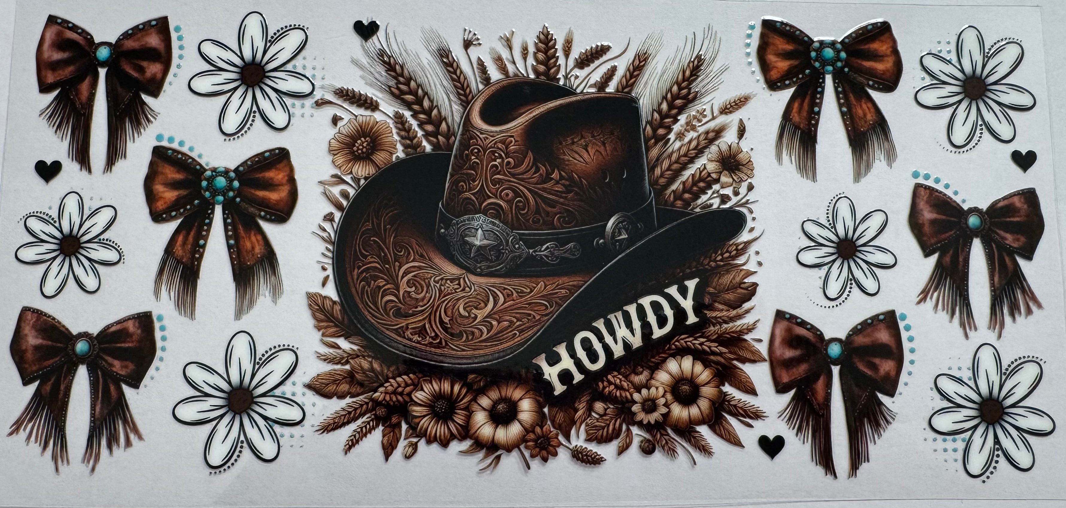 Brown howdy hat 16oz Uv DTF Wrap