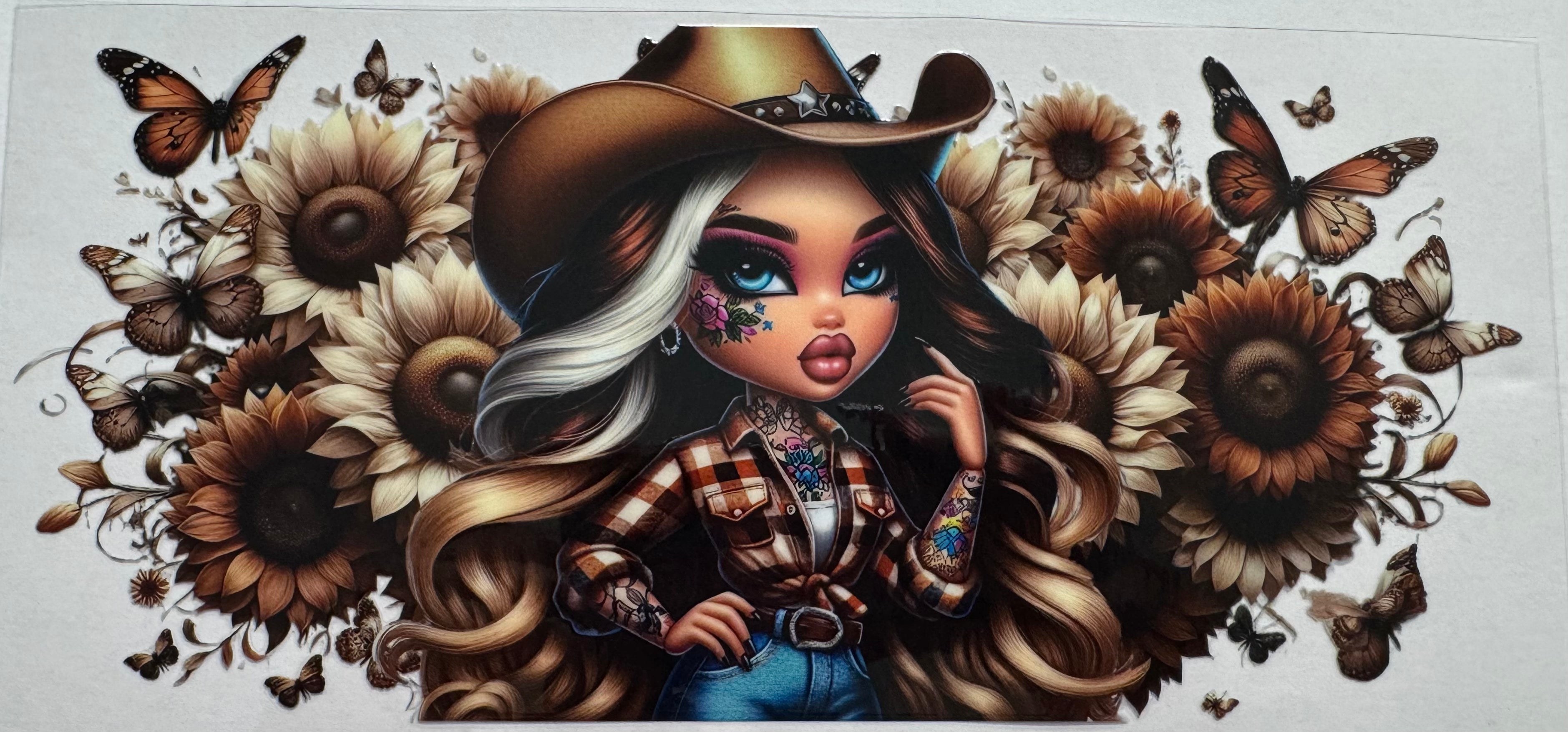 Cow girl 16oz Uv DTF Wrap