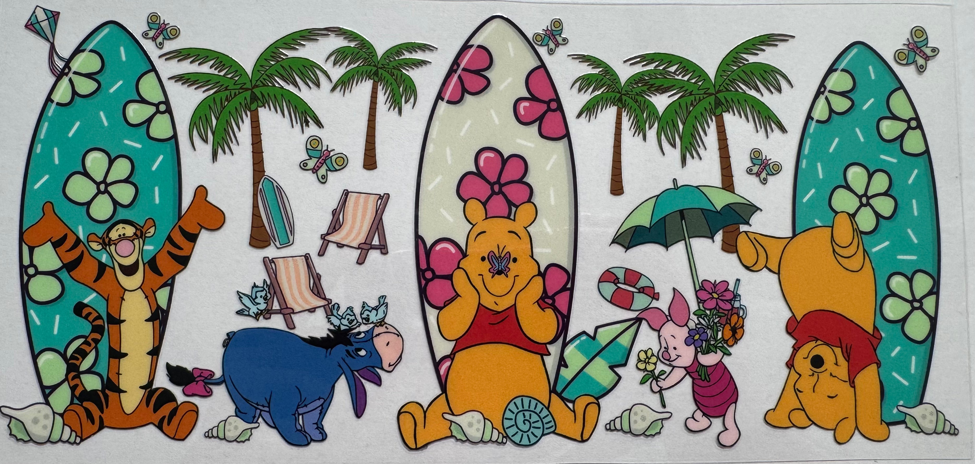 Winnie the Pooh beach 16oz Uv DTF Wrap