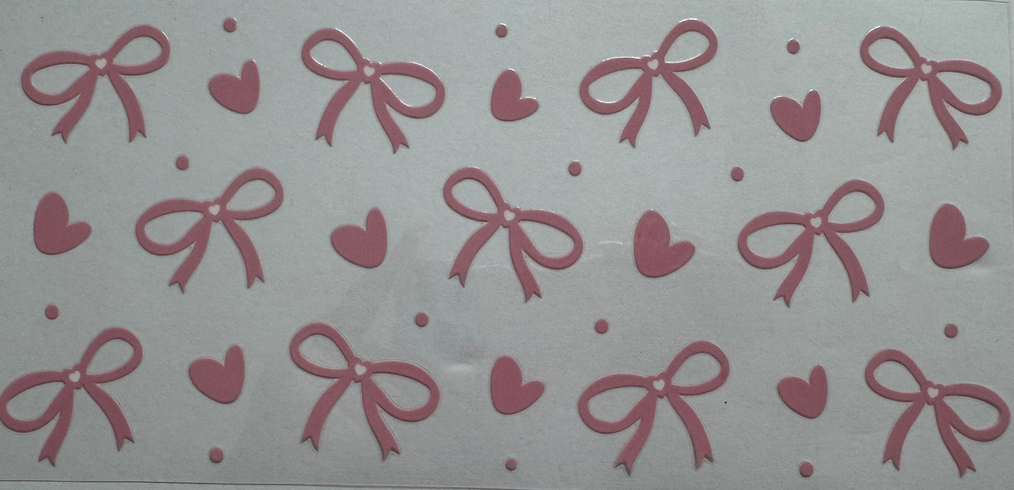 Pink bows and hearts 16oz Uv DTF Wrap