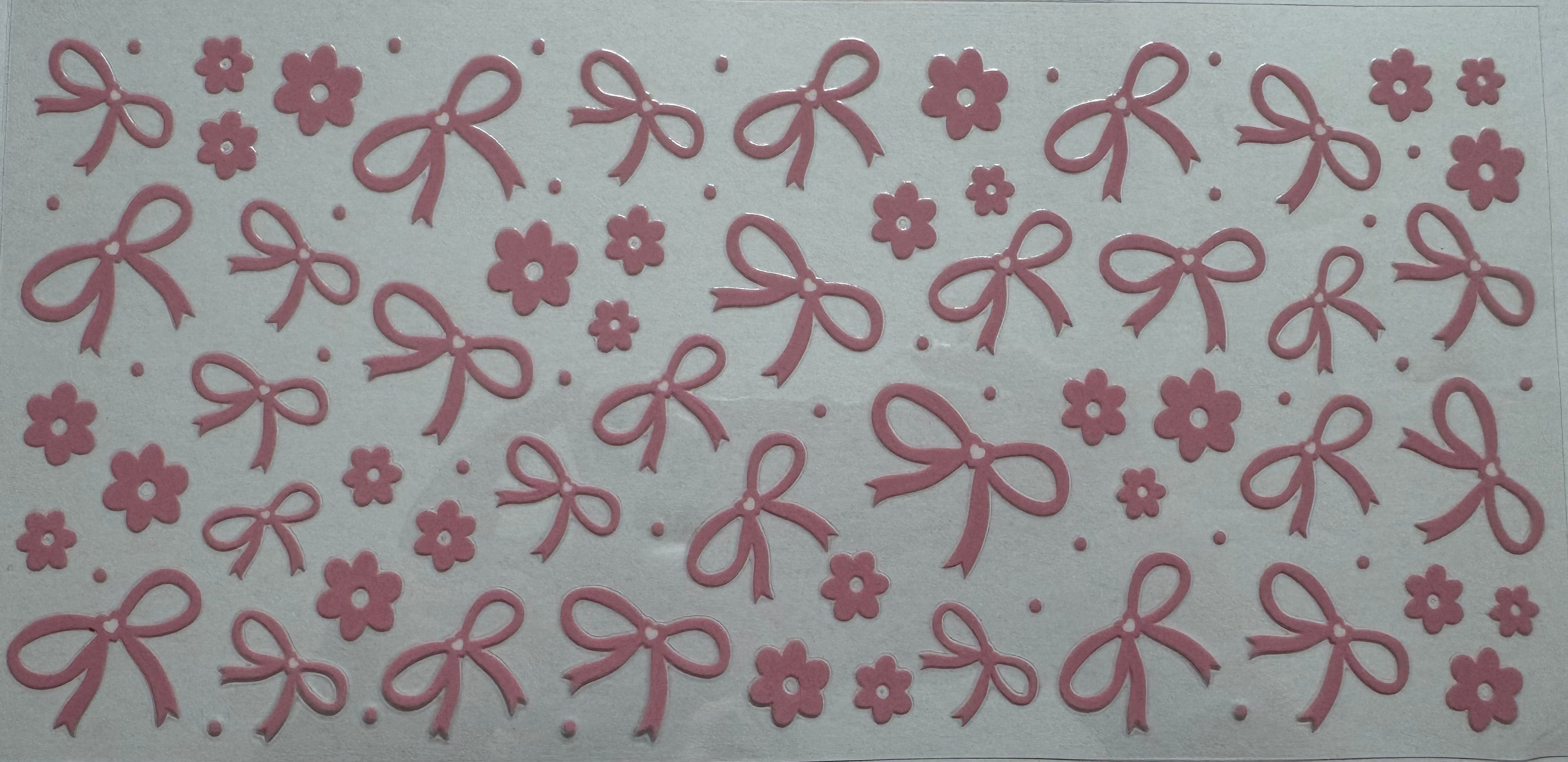 Pink bows and flowers 16oz Uv DTF Wrap