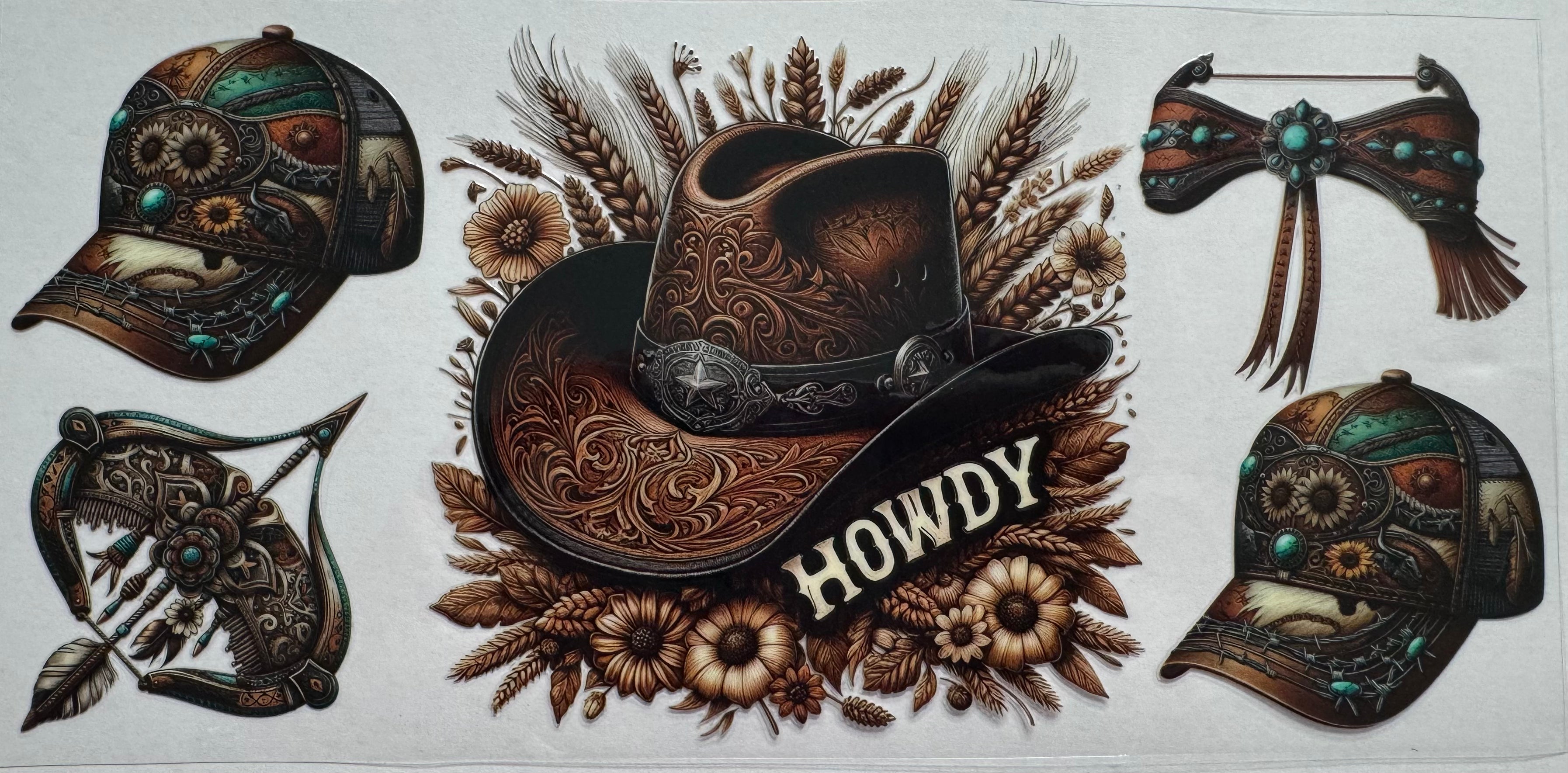 Brown cowboy hat 16oz Uv DTF Wrap