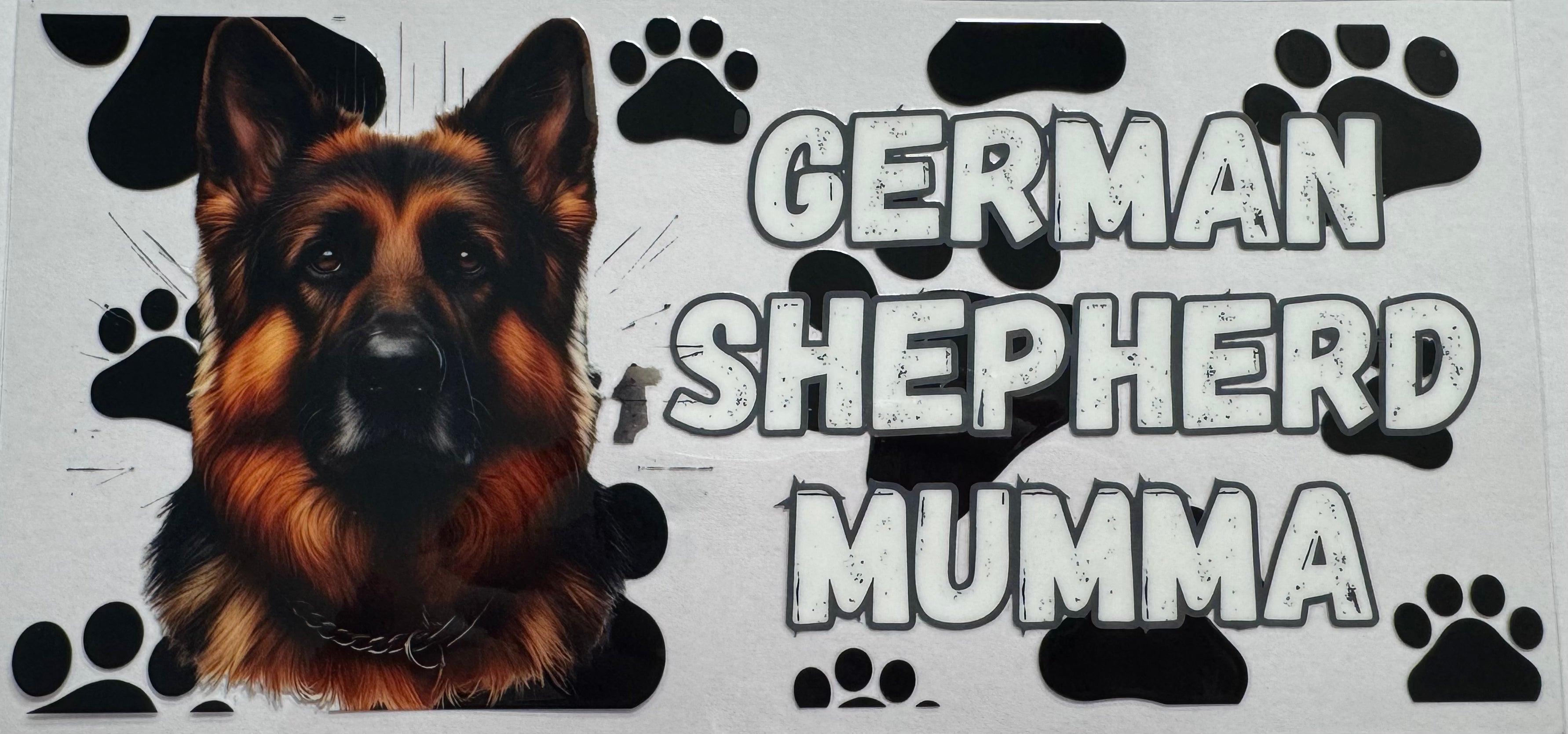 German Shepard Mumma 16oz Uv DTF Wrap
