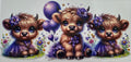 Purple tutu highland cow 16oz Uv DTF Wrap