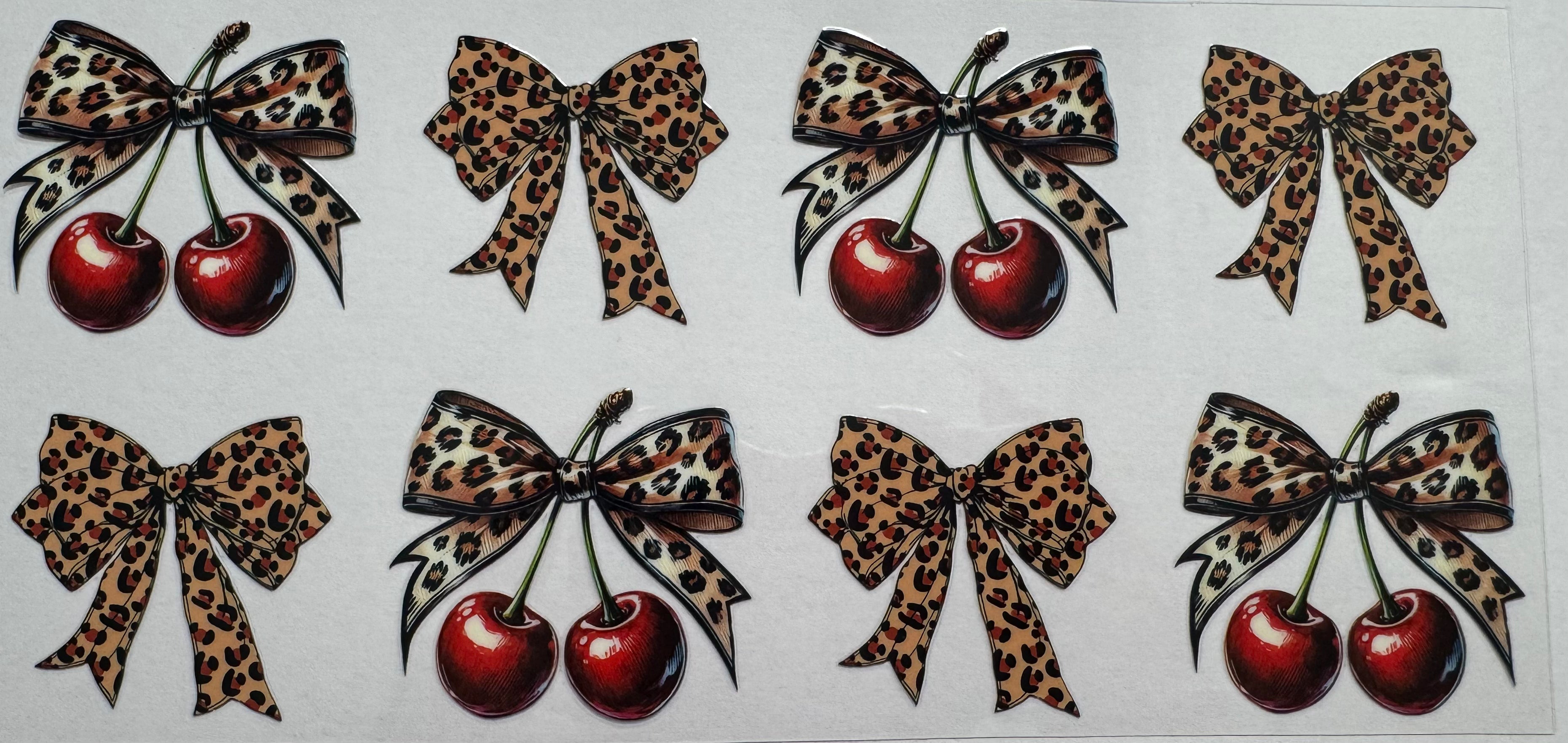 Cherries and leopard bows 16oz Uv DTF Wrap