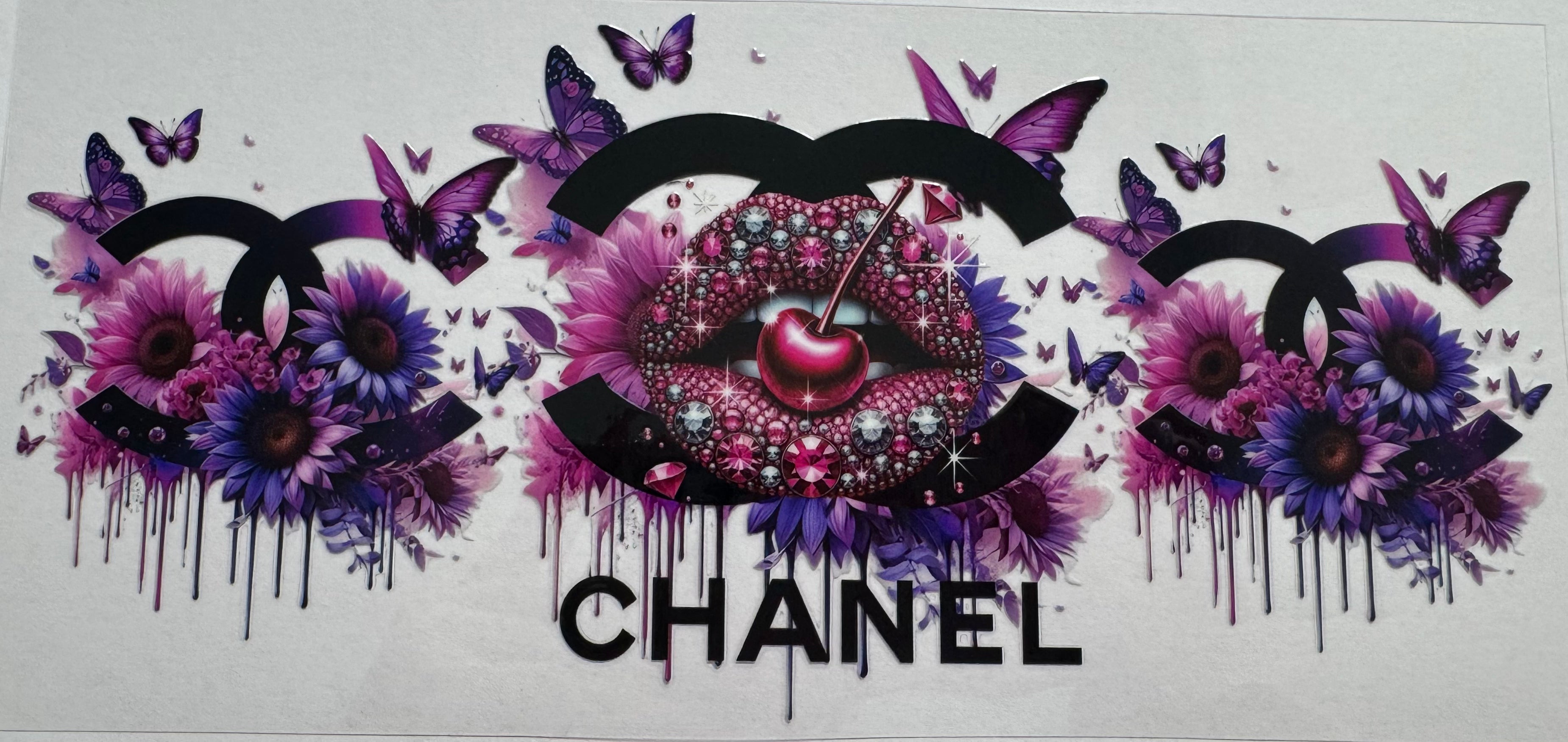 Chanel with lollipop 16oz Uv DTF Wrap