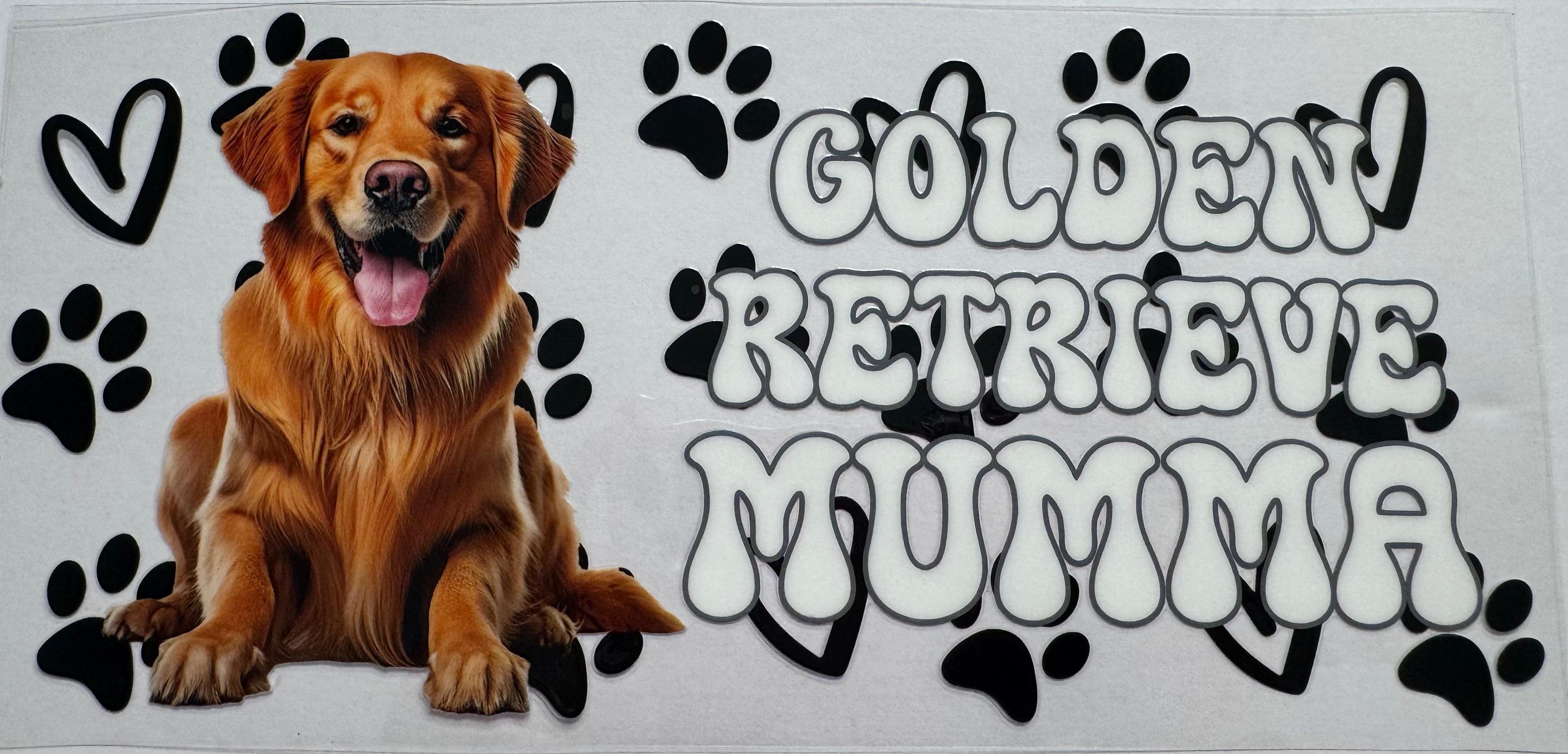 Golden retriever mumma 16oz Uv DTF Wrap