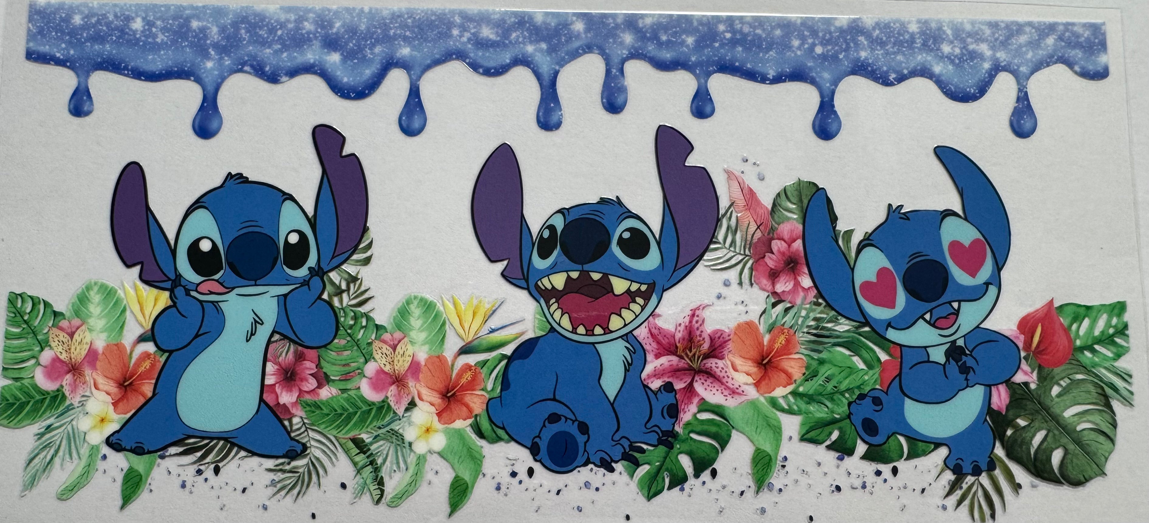 Stitch with blue drip 16oz Uv DTF Wrap