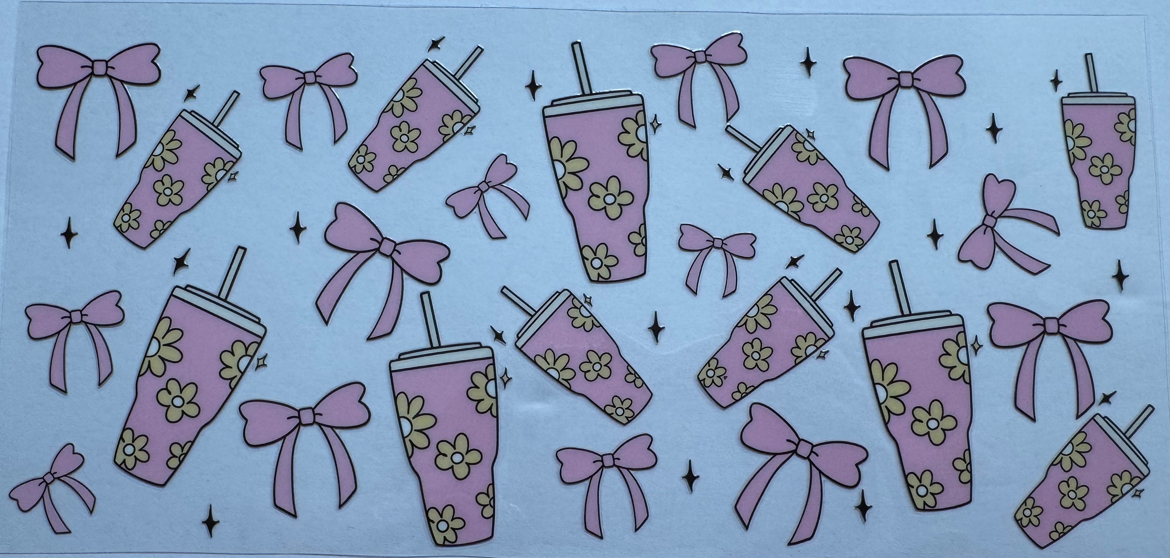 Tumblers and bows 16oz Uv DTF Wrap